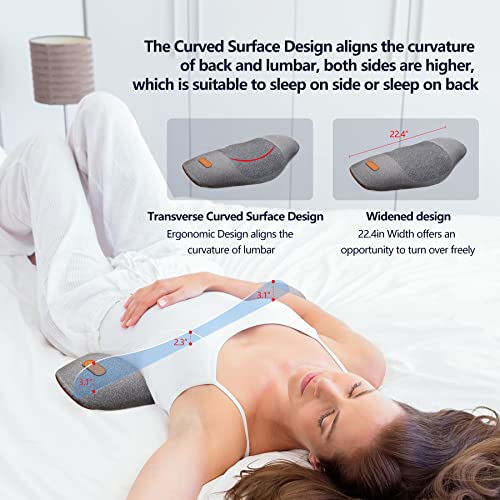 Cozyhealth Memory Foam Lumbar Support Pillow for Back Sleepers (Dark Gray)