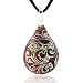 Hand Blown Venetian Murano Glass Glitter Red Flower Art Teardrop Pendant Necklace, 17-19 inches