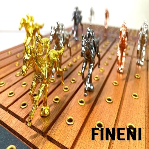 Juego de Mesa de Carreras de Caballos para Adultos, Tablero Plegable con 11 Caballos Metálicos de Lujo (Oro, Plata, Negro, Rosado), Tablero de 24", 100 Fichas, Dados y Carta Rosada (Sapele) miniatura 3