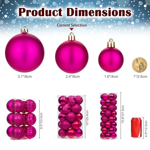 6CM Weihnachtsdeko Weihnachtskugeln, 25 Stücke Bruchsiche Christbaumkugeln Ornamente Rosa Weihnachtsbaumschmuck für Weihnachtsbaum… – Ansicht 4