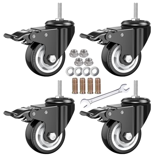 Roulettes de 7,6 cm DICASAL Lot de 4 M8x30 pivotantes et robustes