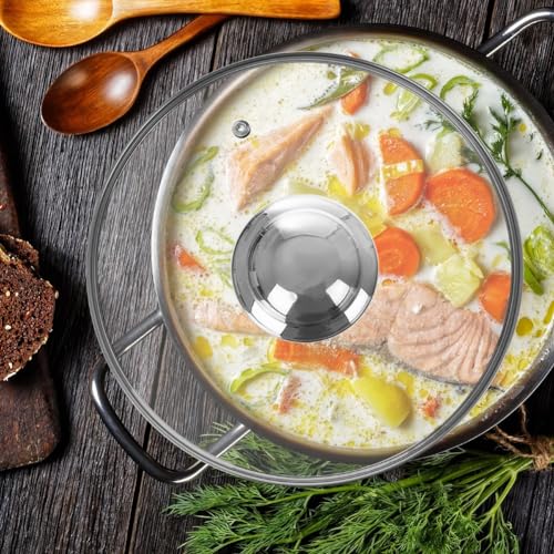 ORION Universal Glass Pot Lid - Stainless Steel Ring, Heat-Resistant, 18 cm (14-30 cm), Clear - Image 2
