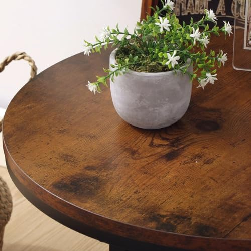 BIGTREE Couchtisch Rund, Wohnzimmertisch Modern, Satztisch 2er Set, Größe: 70x70x45cm, 50 x50x40cm, Beistelltisch Set aus Holz mit Metallgestell für Wohnzimmer Balkon Büro (Braun) – Bild 5