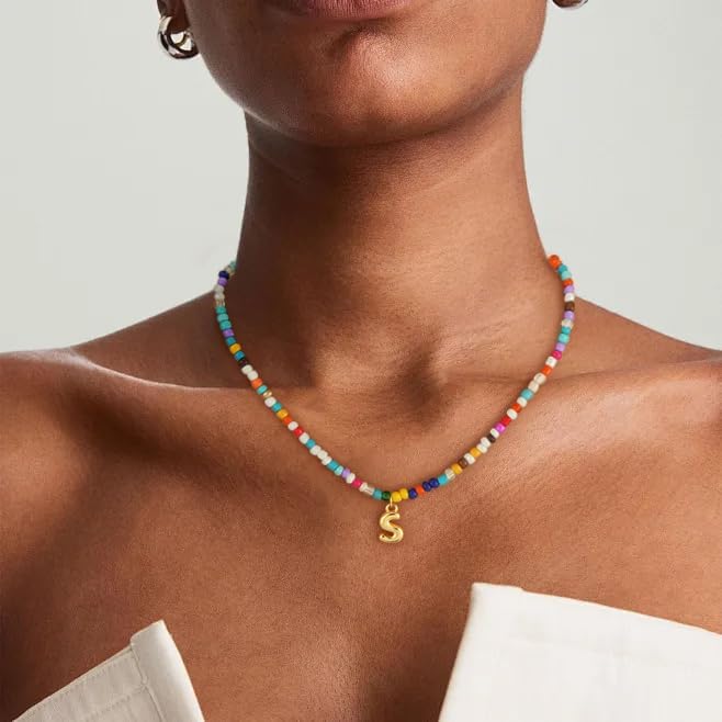 Valentines Day Gifts for Kids Girls Classroom - Colorful Beaded Initial Necklace for Girls Kids Women Teen Girl Gift Trendy Stuff Birthday Gift for 5 6 7 8 9 10 Year Old Girl Jewelry - Image 3