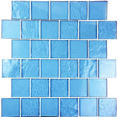 Abolos Landscape 12" x 12" Pool Rated Danube Blue Glass Mosaic Backsplash Wall Tile (12 SqFt/Case)
