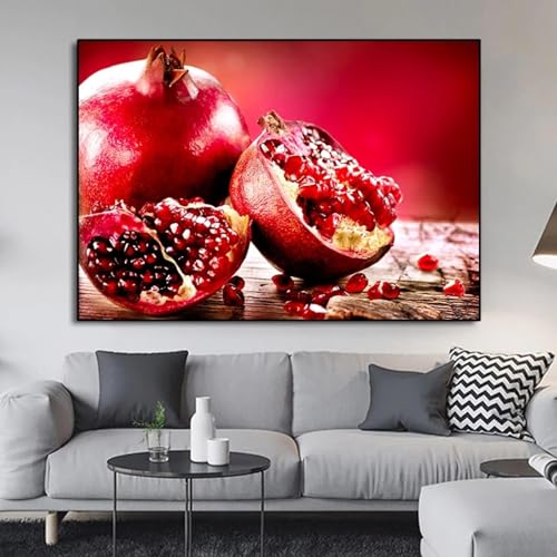 Peinture sur toile de grenade rouge BBOVOBB 40x60 cm pour décoration de salon