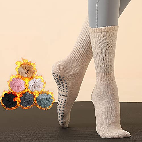 Pigoldog Yoga Socks For Women,Non Slip Skid Socks,Knee High Socks,Ideal For Pilates,Pure Barre, Ballet,Dance,Barefoot Workout 1 Pair (Beige) #TOP2