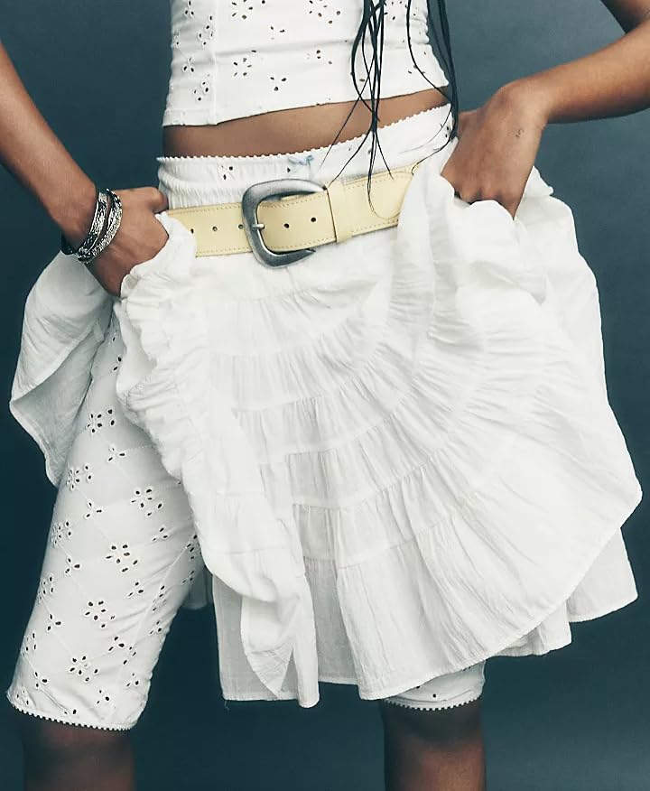 Cute Summer Casual Ruffle Layered Short Skirts Tiered Knee Length Skirt Women 2025 Trendy4