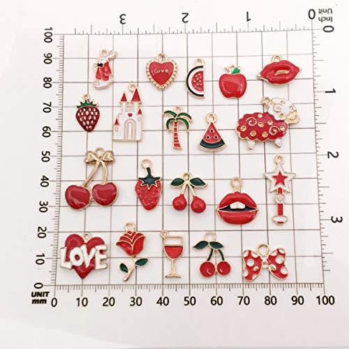 Tangser 31 Pcs Assorted Red Plated Enamel Pendants Necklace Bracelet Charms, Animal Fruit Charm Pendant Diy For Necklace Bracelet Jewelry Making And Crafting #TOP3