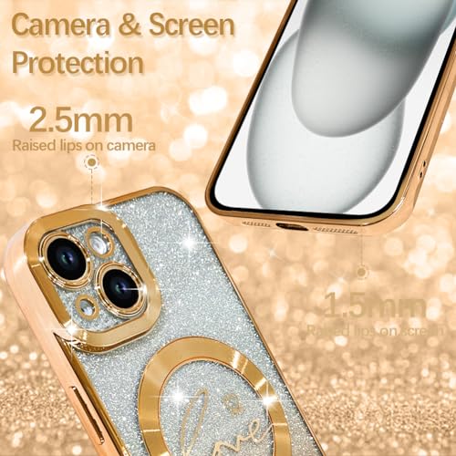 Image of ZIYE Magnetic Case Designed for iPhone 15 Glitter Case-Gold