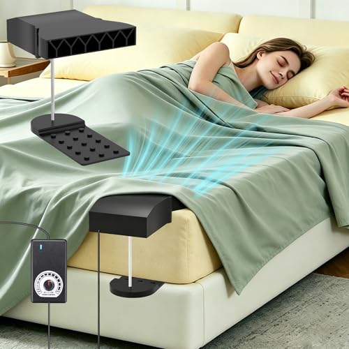 Under Sheet Bed Cooling System with Adjustable Fan Speed, Night Sweat Relief Cooling Fan for Bedroom, Bed Cooling Fan for Cooling and Sleep, Fits All Mattress Heights, Easy Installation (Black)