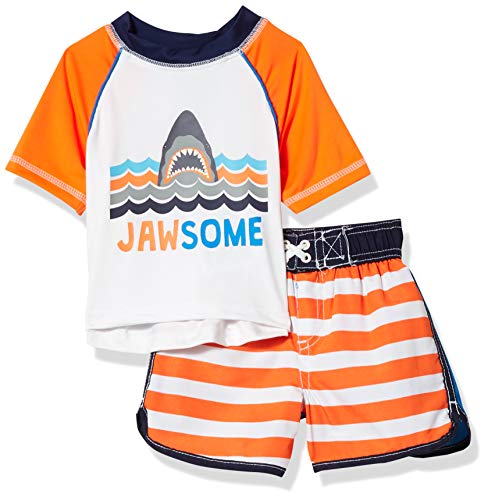 iXtreme Boys' Baby Printed Two Piece Rashguard Sets, Orange, 18M