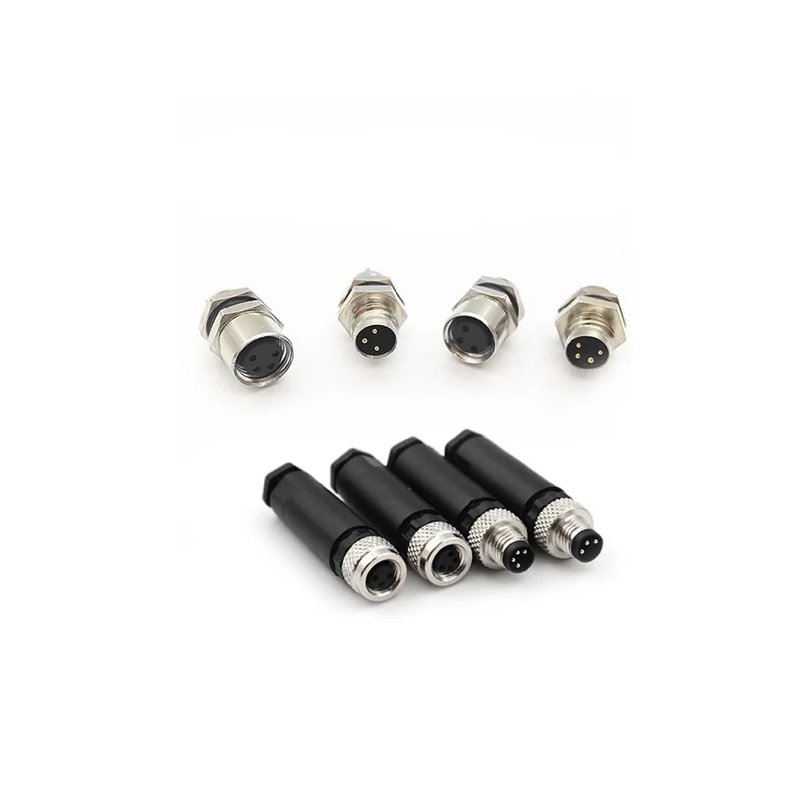 LEOTNNDQ 1pcs Sensor Connector Flange Socket A Type male&female 3pin 4pin plug straight screw threaded coupling(Male 3P)