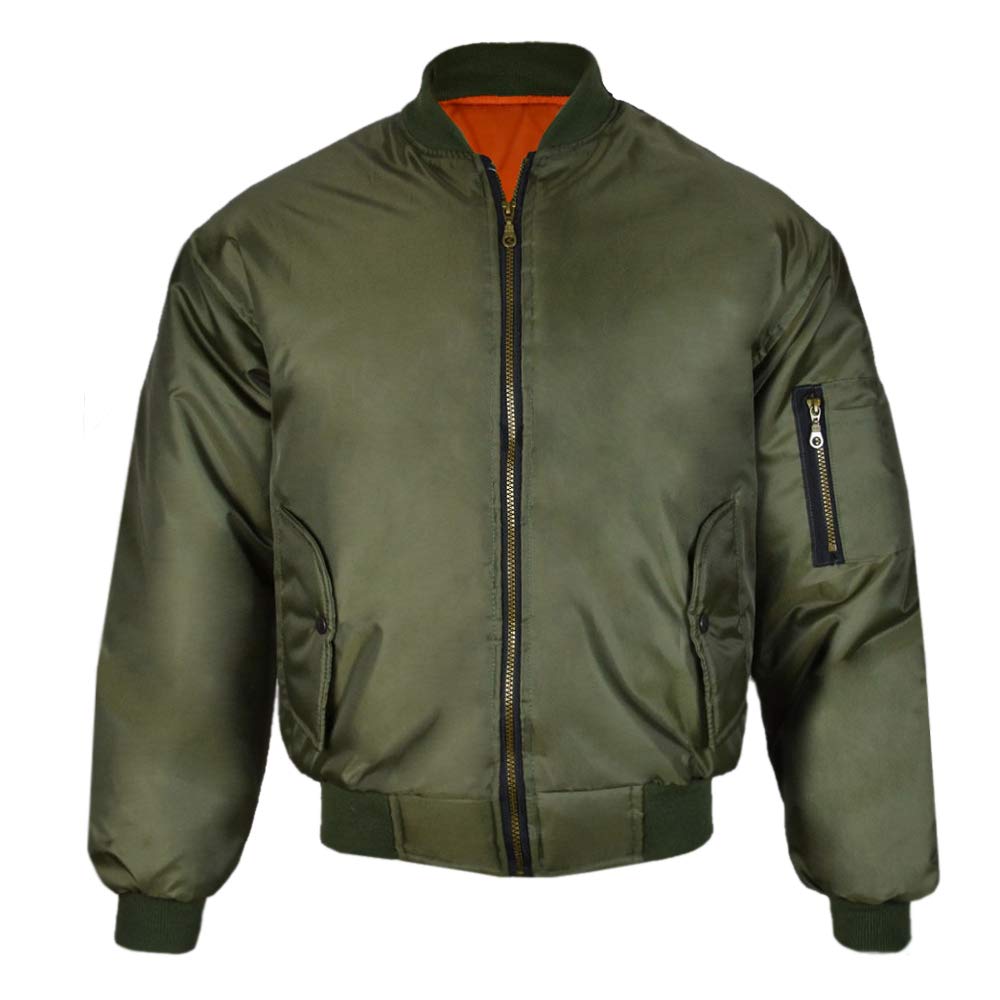 Raiken Men's Olive Ma1 Pilot Bomber Jacket -Xxl