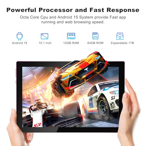 Image of ATOZEE 10 Inch Tablet Android 15 Tablets 2 in 1 Tablet with Keyboard 12GB RAM+64GB ROM(Supports 1TB Expansion) Tableta 2MP+8MP Camera 6000mAh Battery Mouse /Case /Stylus 5G WiFi-6 10.1 inch Android Tablets