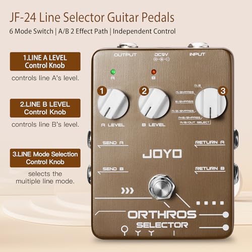 Image of JOYO Dual Effects Line Selector Guitar Pedal, 6-Mode A /B Switcher with Independent Volume Control, Bypass (ORTHROS SELECTOR JF-24)