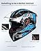 ILM Motorcycle Helmet Full Face with Pinlock Compatible Clear&Tinted Visors and Fins Street Bike Motocross Casco DOT Model Z501(Manta Blue, X-Large)