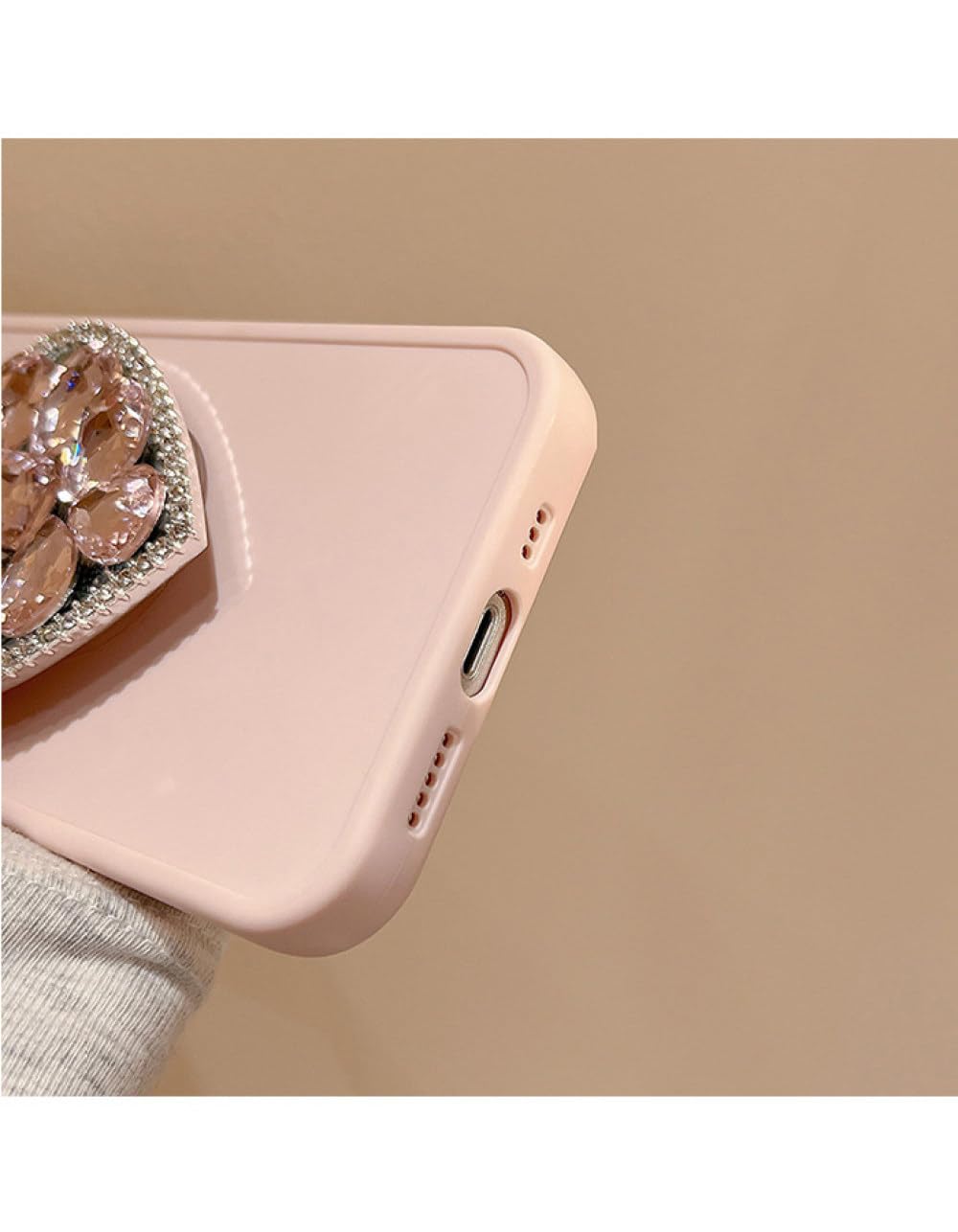 Bague Support Téléphone Portable - Coeur Rouge Diamant - Fixation Adhésive Universelle
