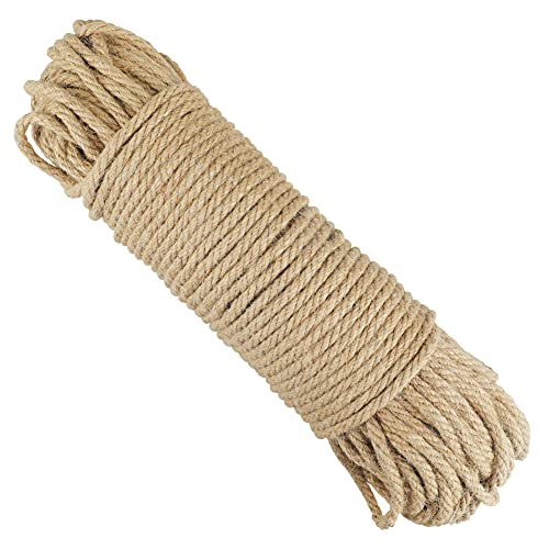 G2PLUS 6MM Thick Jute Rope, 3-Ply Brown Natural Cord Rope, 50M Thick Jute Rope, Strong Hemp Garden Rope, for DIY Crafts Arts and Gardening Applications
