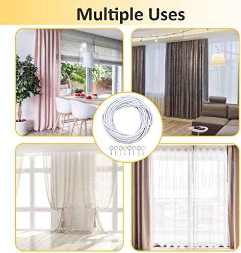 White Lagoon Curtain Wire  Premium Curtain Wire with 8 Curtain Wire Hooks and 8 Eyes  Durable Plastic Coated Steel Net Curtains Wire and Hooks  Easy to Use  2M/3M/4M (2 Meter)