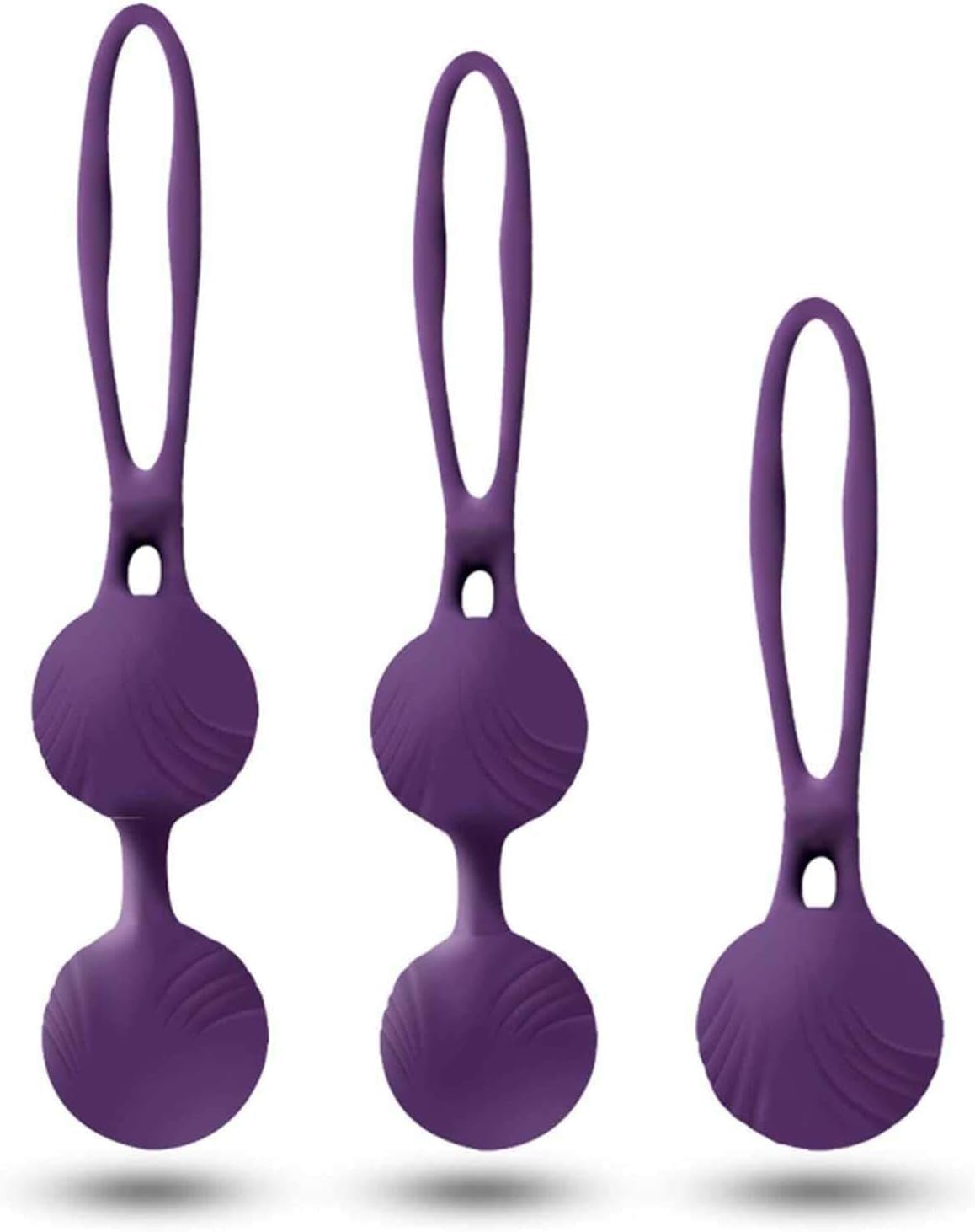 Boules de Geisha Medical Silicone pour Exercices de Plancher Pelvien - 3 boules évolutives-Intimité Accrue Avec Des Muscles Pelviens Plus Forts (La couleur violette)