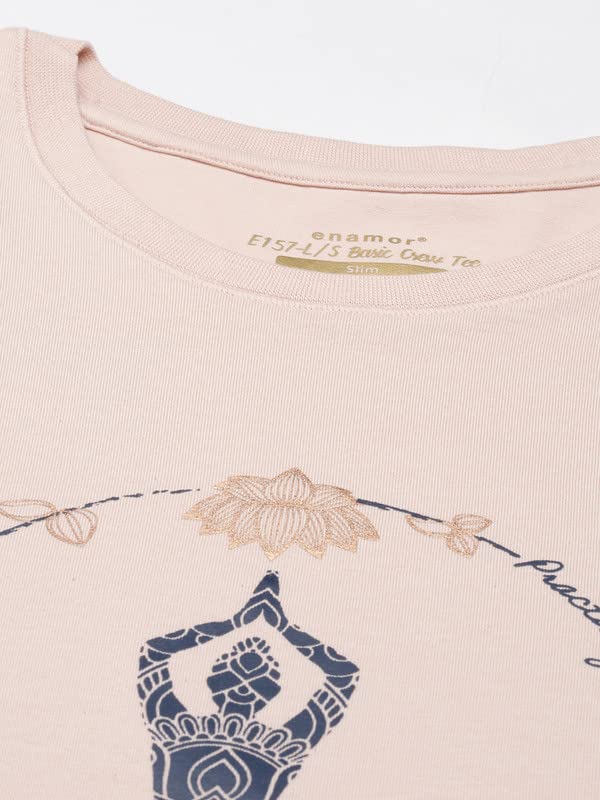 Image of Enamor Short Sleeve Crew Neck Regular Length Basic Crew T-Shirt - Slim Fit, Soft and Breathable Stretch Cotton - E147