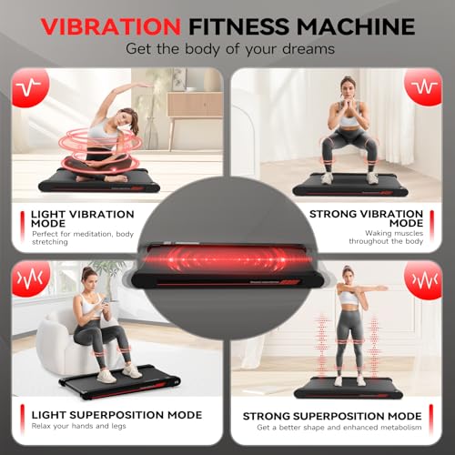 Sperax Walking Vibration Pad,Under Desk Treadmills for Home,4 in 1 Vibration Plate Exercise Machine,Portable Walking Pad with APP,350 Lb Capacity Multifunctional Treadmill Pro Max