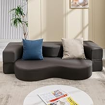 BALUS Queen Size Folding Sofa Bed, Futon Sofa Couch with Faux Leather, Convertible Sofa Sleeper Bed with Memory Foam, Foldable Floor Couch Bed for Living Room, Guest Room, Bedroom-Dark Gray