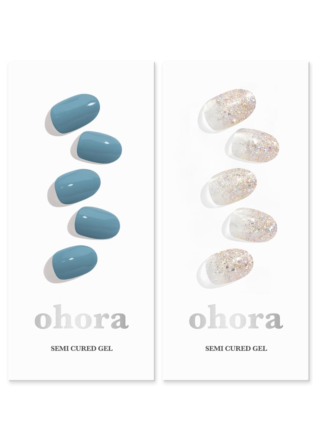 ohora Semi Cured Gel Nail Set of 2 (N Washing Jean & N Sparkle Glam) - Professional Salon-Quality Nail Care