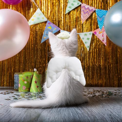 E Babyland PET ANGEL COSTUME SET Pet Angel Wings And Headband Costume Accessory Set Halloween Party & Birthday Party Dress Up Accessories For Cat Small Dogs Puppy Kitty Kitten Boy Or Girl thumb #5