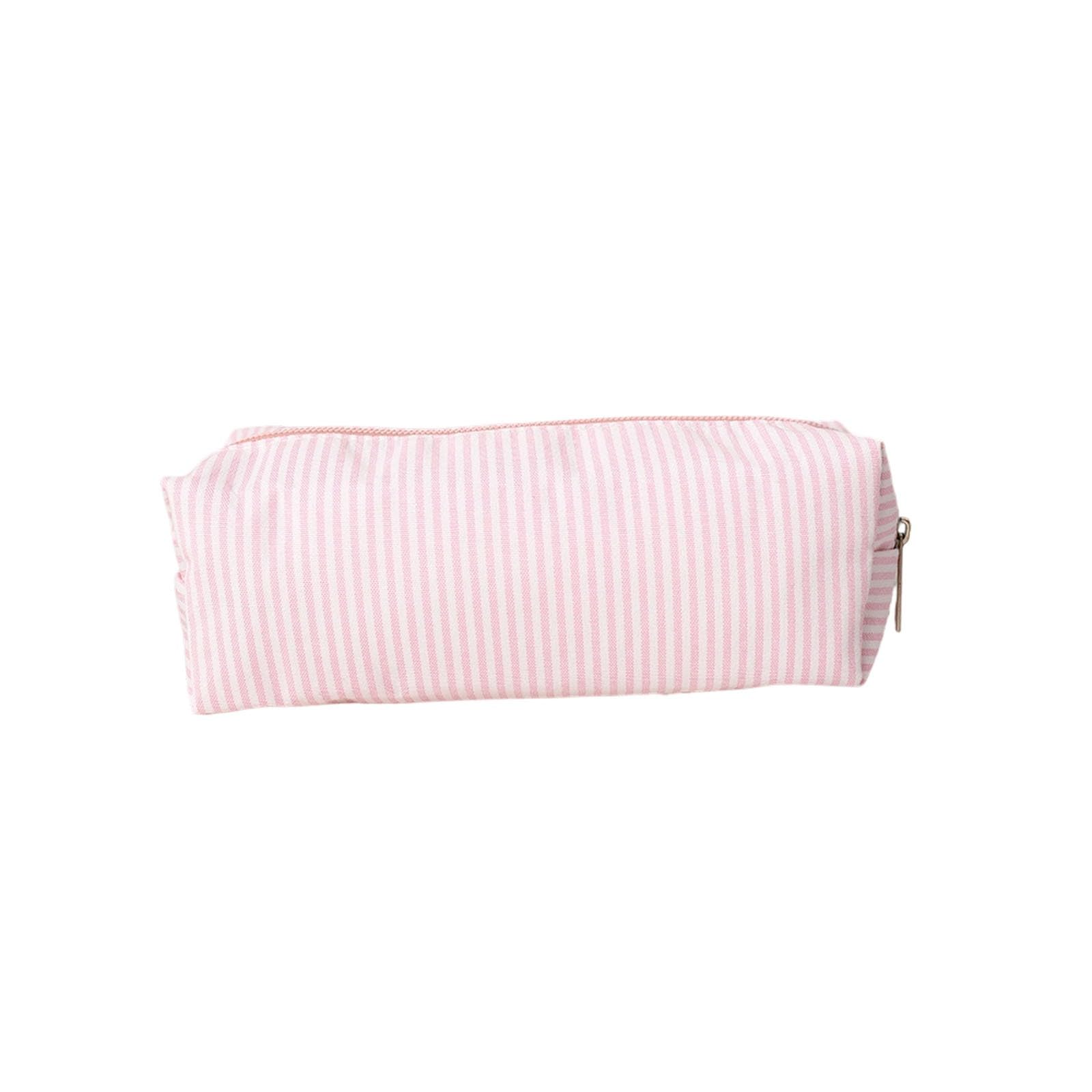 Classic Striped Canvas Pencil Pouch Large Capacity Stationery Organiser