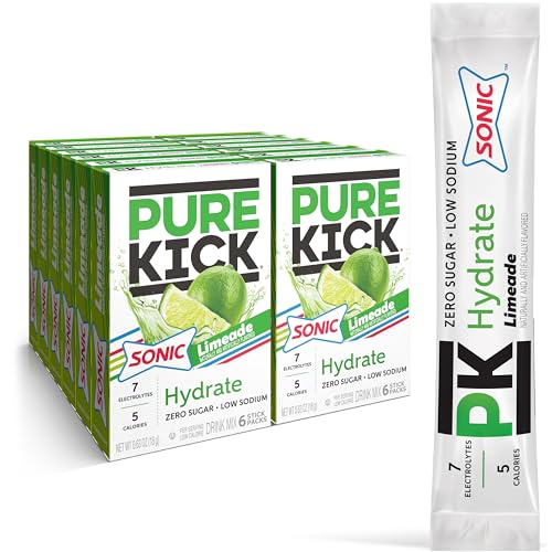 Image of PURE KICK Hydration Singles to Go Drink Mix, Sonic Limeade, Includes 12 Boxes with 6 Packets in Each Box, 72 Total Packets