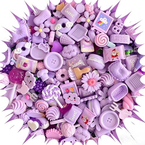 Image of Ulalaza 50pcs Slime Charms Mixed Set Resin Flatback Making Supplies For DIY Craft Making And Ornament Scrapbooking Beads Assorted Candy Fruit Cake Ornament
