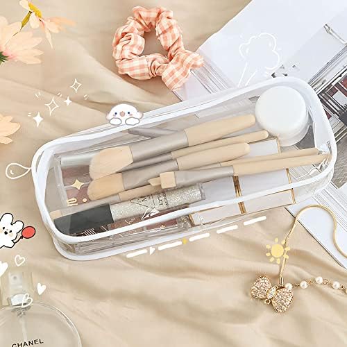IRYNA 1Pcs Clear Pencil Case, Clear Pencil Case for Exams, Waterproof Pencil Case, See Through Pencil Case with Zipper for Exams Stationery Cosmetics Storage