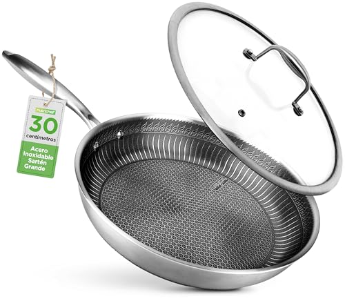 Imagen de Nutrichef sarten acero inoxidable, 30cms, Con tapa