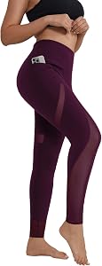 ALONG FIT Leggings for Women Mesh Yoga Pants with Pockets Gym Workout Running
