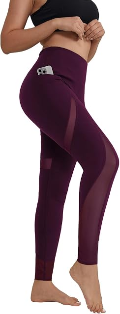 ALONG FIT Leggings pour les femmes Mesh Yoga Pantalons avec Pockets Gym Workout Courir