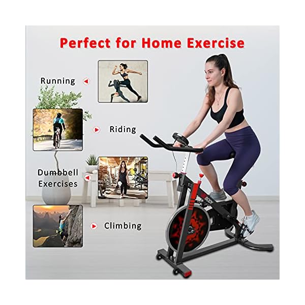 VIGBODY-Exercise-Bike-Indoor-Cycling-Bicycle-Stationary-Bikes-Cardio-Workout-Machine-Upright-Bike-Belt-Drive-Home-Gym VIGBODY Exercise Bike Stationary Bikes for Home, Indoor Cycling Bike 330 lbs Weight Capacity, Spin Bike with Comfortable Seat Cushion, Fitness Bike for Gym Cardio Workout Red