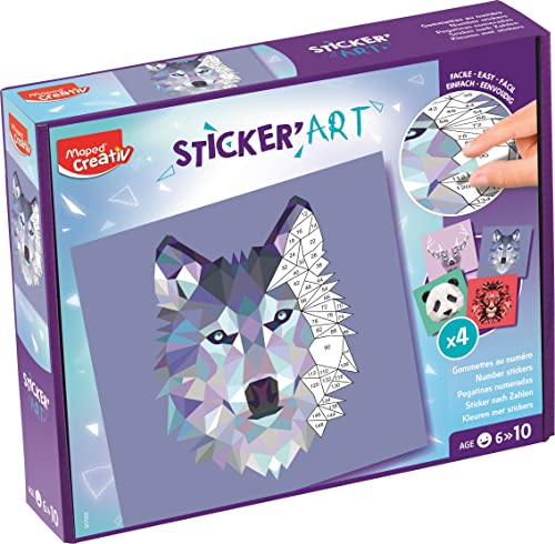 Maped Creativ - Sticker'Art - Activité de Gommettes au Numéro, + de 400 Gommettes pour Créer des Images d'animaux en Origami - Activité Créative, Réflexion et...