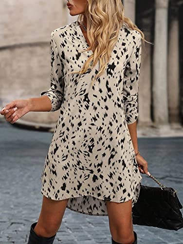 Image of Leriya Fashion Western Dress for Women || Rayon All Over Leopard Printed Western Dresses for Girls || Roll Up Sleeve & V-Neck A-Line Dress || Office || Summer Dresses for Women.