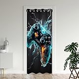 Game Gamepad Door Curtains for Doorways, Gamer Controller Playroom Joystick Blackout Curtain for Kids Bedroom Closet, Grommet Thermal Insulated Privacy Door Drapes for Room Divider, 42"W x 80"L