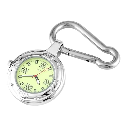 DHDHWL mosquetón Reloj Reloj Luminoso Senior Clip Clip Mosquetón Hook Relojes de Bolsillo de Cuarzo for Hombres Mujeres noctilucentes Fluorescentes (Color : A, Size : One Size) Cover