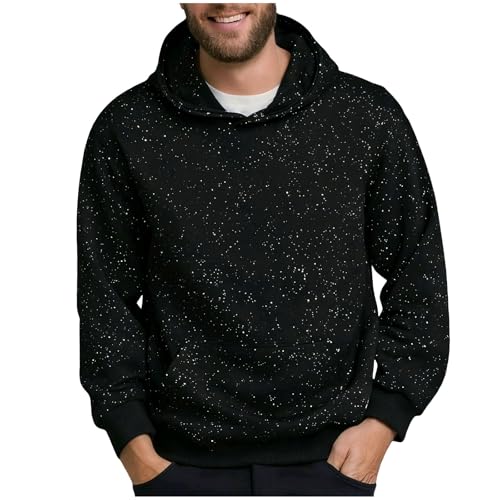 Glitter Hooded Sweatshirt Unisex Sparkly Pullover Hoodies Men Women Shiny Shimmer Club Night Disco Party Wear S-3XL Black