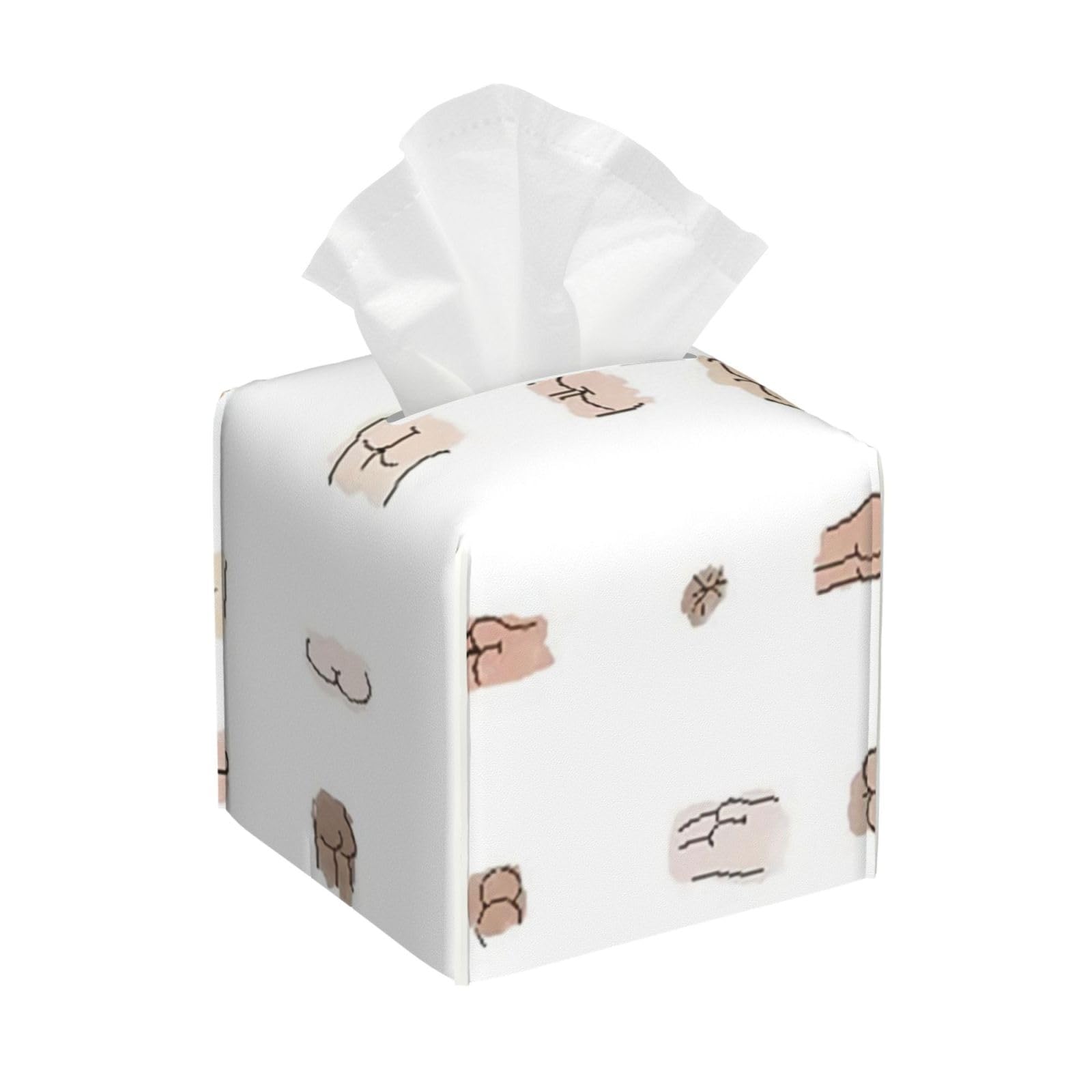 Butts Pattern Digital Print PVC Cube Tissue Pack for Home Office Bathroom Use