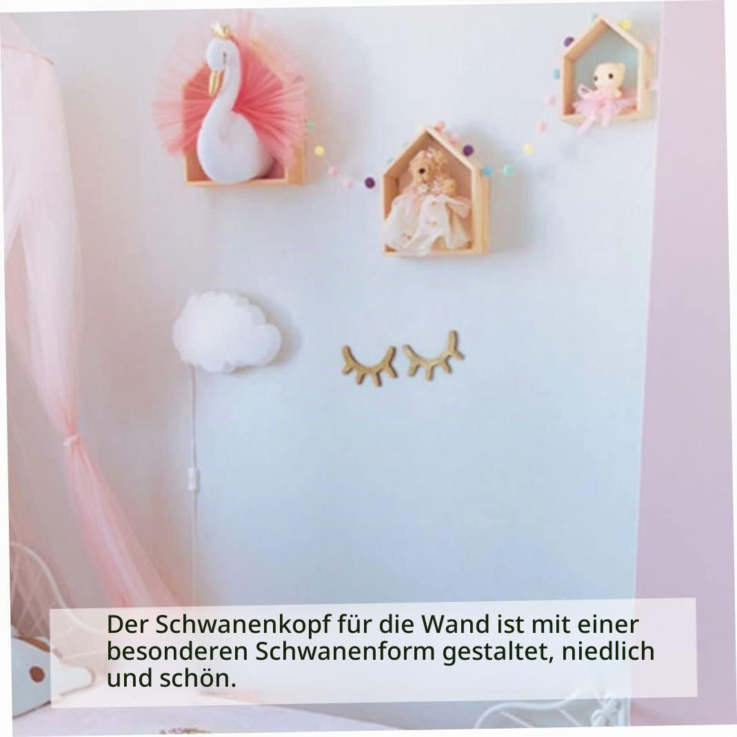 3D Krone Schwan Kopf Wandkunst Hängen, Schwan Dekorationen für Mädchen Wand Schlafzimmer, 3D Swan Wandkunst 3D Gaze gekleidet Gefüllte Tier Spielzeug Wandmontiert Für Kinderzimmer Dekoration 40x54cm