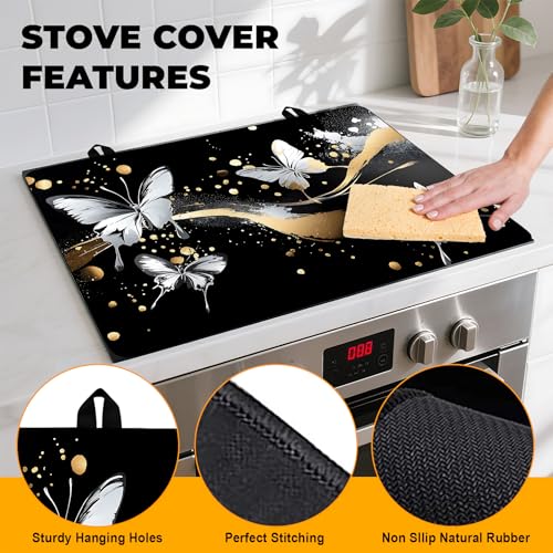 Image of Stove Top Cover for Home Decoration Kitchen Pad Washable Cooktop Covers Countertop Stove Protector Mat for Home Kitchen Cooktops (butterfly, 28 inchx20 inch)
