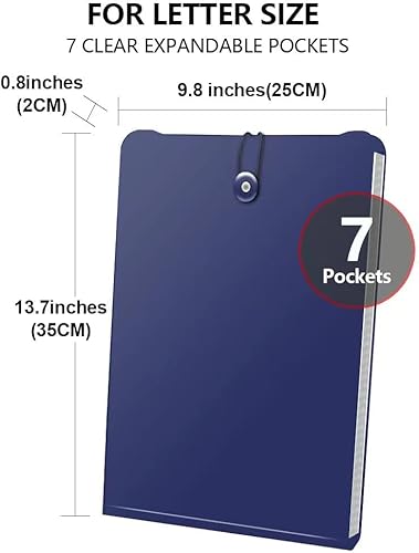 Miniatura 2 de Carpeta vertical de acordeón expandible con 7 bolsillos, organizador de archivos con múltiples bolsillos, tamaño carta A4 para un fácil acceso a la