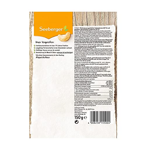 Seeberger Cashew-Cranberry-Mix, Knackige naturbelassene Cashewkerne mit Cranberries - süß-säuerliche Kombination - glutenfrei, vegan (1 x 150 g)