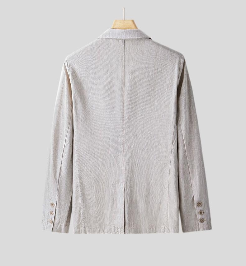 Blazer décontracté en lin homme veste manches longues ample - 3