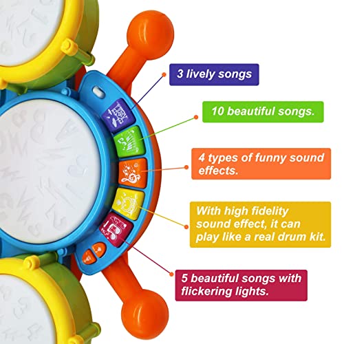 Image of Drum Set for Toddlers, Kids Musical Instruments, Toys for Boy Birthday Gifts, Electric Drum Kit for Babies Boy Girl